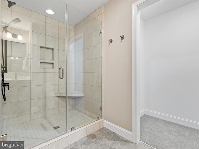 200 School Rd, Bethel, DE 19931 - bathroom featuring baseboards and a stall shower