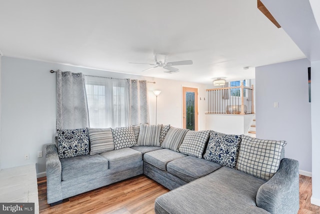 33 W Delaware Dr, Little Egg Harbor Twp, NJ 08087 - living area with plenty of natural light, a ceiling fan, and wood finished floors