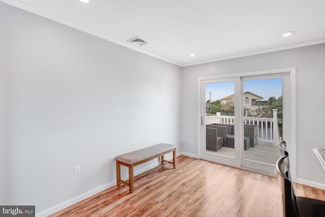 33 W Delaware Dr, Little Egg Harbor Twp, NJ 08087 - spare room with light wood-type flooring, baseboards, visible vents, recessed lighting, and crown molding