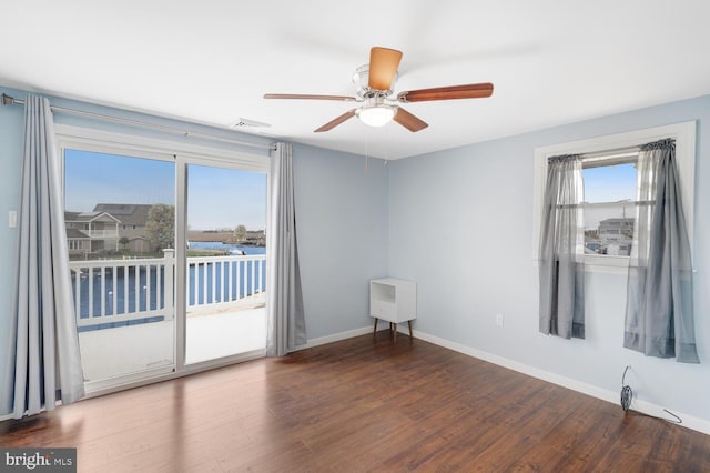 33 W Delaware Dr, Little Egg Harbor Twp, NJ 08087 - spare room with baseboards, a ceiling fan, wood finished floors, and visible vents