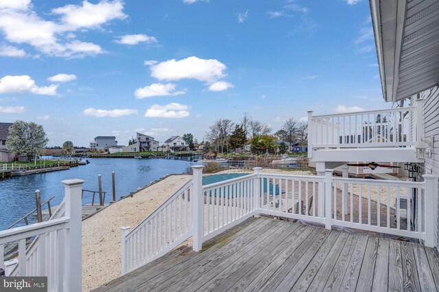 33 W Delaware Dr, Little Egg Harbor Twp, NJ 08087 - wooden deck with a water view