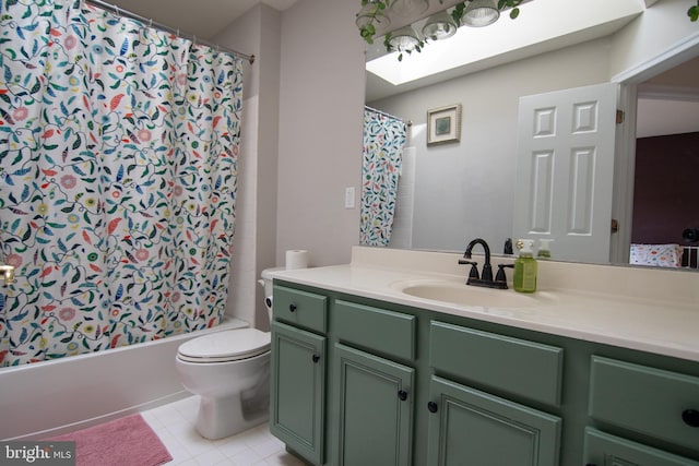 12253 Tulane Falls Dr, Bristow, VA 20136 - bathroom with shower / bath combination with curtain, tile patterned floors, vanity, and toilet