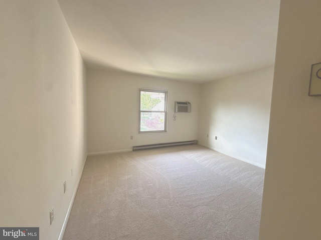 3400 Gleneagles Dr Unit 73-3E, Silver Spring, MD 20906 - empty room with a baseboard radiator, baseboards, carpet flooring, and a wall unit AC