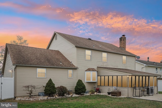 733 Cotswold Rd, Somerdale, NJ 08083 - rear view of house featuring roof with shingles, a gate, and a chimney
