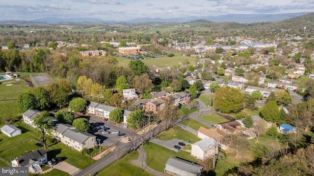 birds eye view of property with a residential view and a mountain view