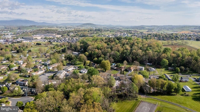 drone / aerial view with a residential view and a mountain view