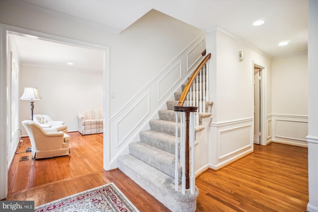 3430 Valewood Dr, Oakton, VA 22124 - stairs with recessed lighting, crown molding, and wood finished floors