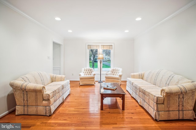 3430 Valewood Dr, Oakton, VA 22124 - living room with light wood-type flooring, baseboards, ornamental molding, and recessed lighting