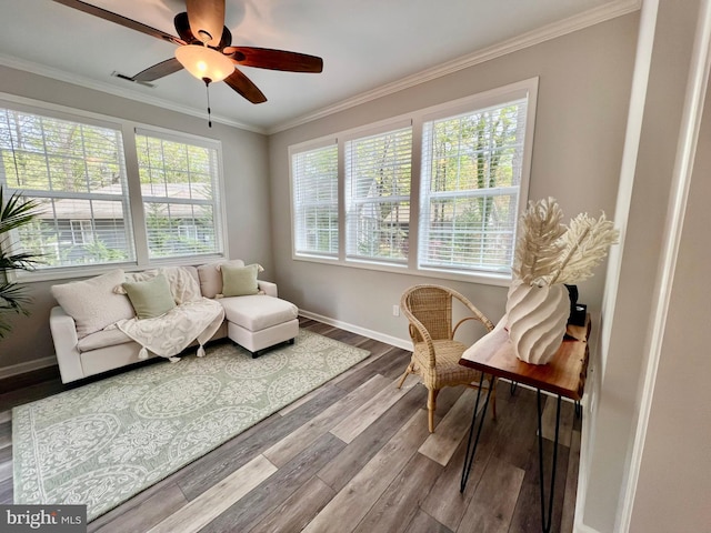 2 Rabbit Run Ln, Ocean Pines, MD 21811 - sitting room featuring ornamental molding, visible vents, wood finished floors, and baseboards