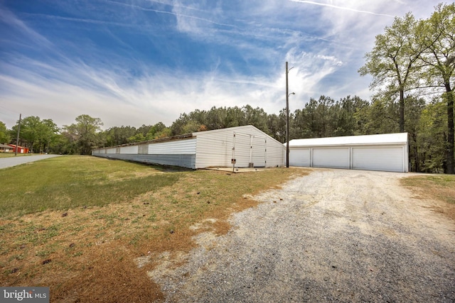 view of detached garage