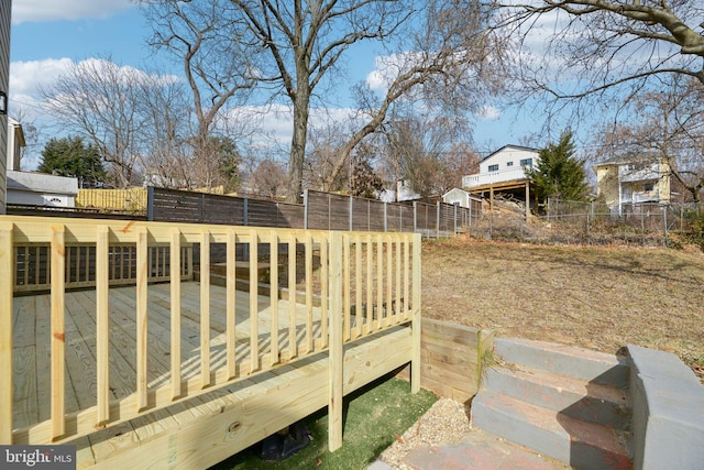 view of yard with a fenced backyard and a deck