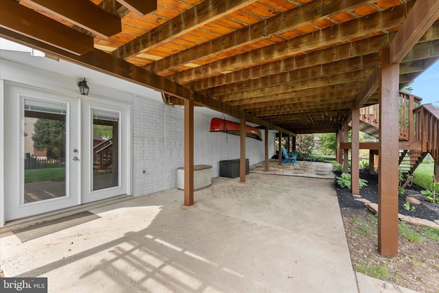 view of patio featuring stairs