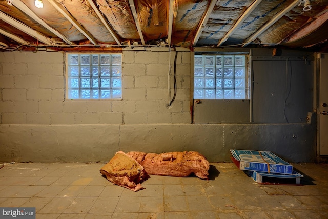 basement featuring plenty of natural light