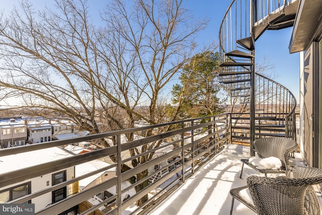 balcony featuring stairway