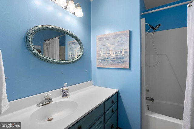 2200 Harpoon Dr, Stafford, VA 22554 - bathroom with vanity and shower / tub combo with curtain