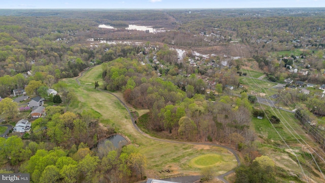 2200 Harpoon Dr, Stafford, VA 22554 - aerial overview of property's location featuring a heavily wooded area, a golf course, and a large body of water