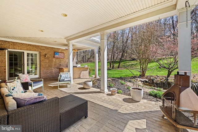 view of patio / terrace featuring an outdoor living space