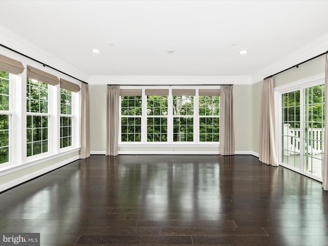 6451 Dresden Pl, Frederick, MD 21701 - spare room featuring healthy amount of natural light, crown molding, wood finished floors, baseboards, and recessed lighting