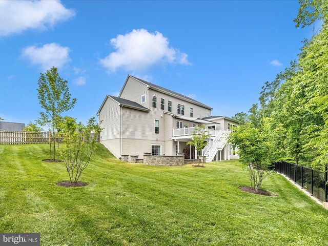 6451 Dresden Pl, Frederick, MD 21701 - back of property featuring stairway and a wooden deck