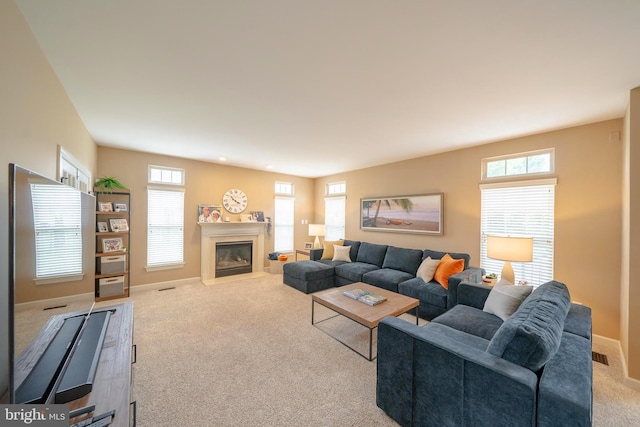 869 Bourban Ln, West Grove, PA 19390 - living area with carpet and a fireplace with flush hearth