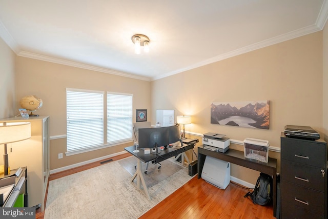 869 Bourban Ln, West Grove, PA 19390 - office area featuring light wood-type flooring and ornamental molding