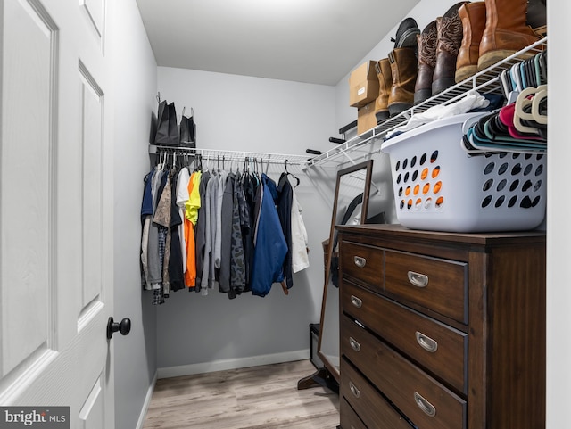 spacious closet with light wood-type flooring