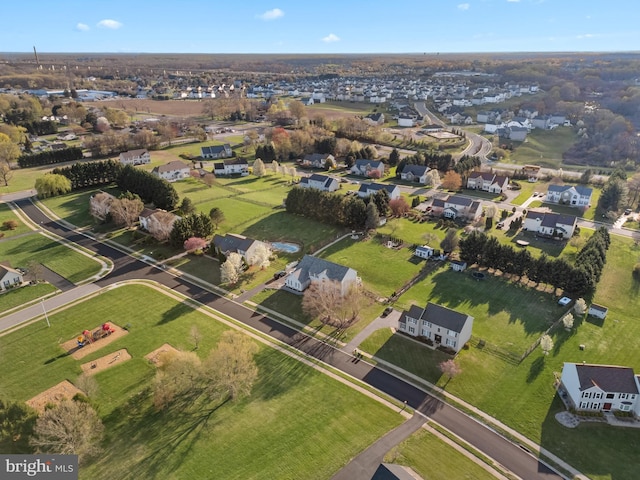aerial view with a residential view