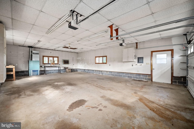 garage with a garage door opener