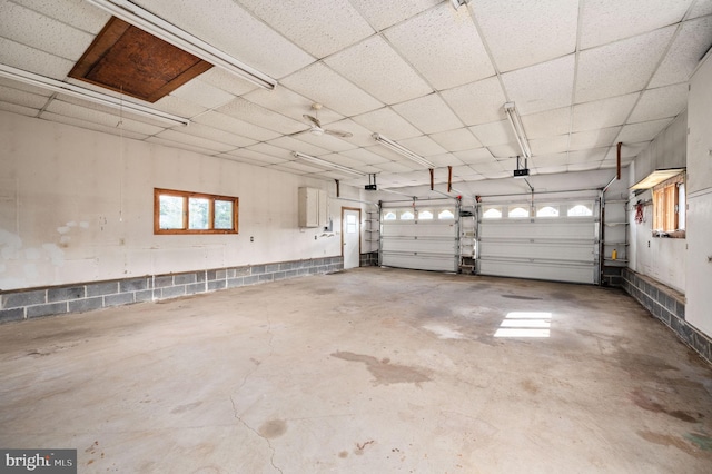 garage with a garage door opener