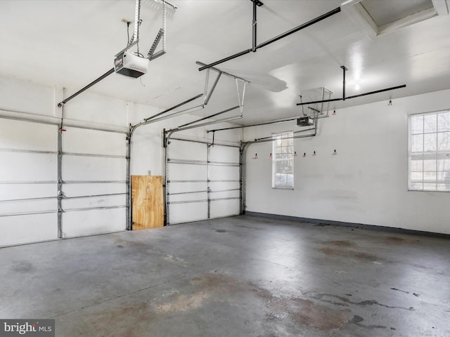 garage with a garage door opener