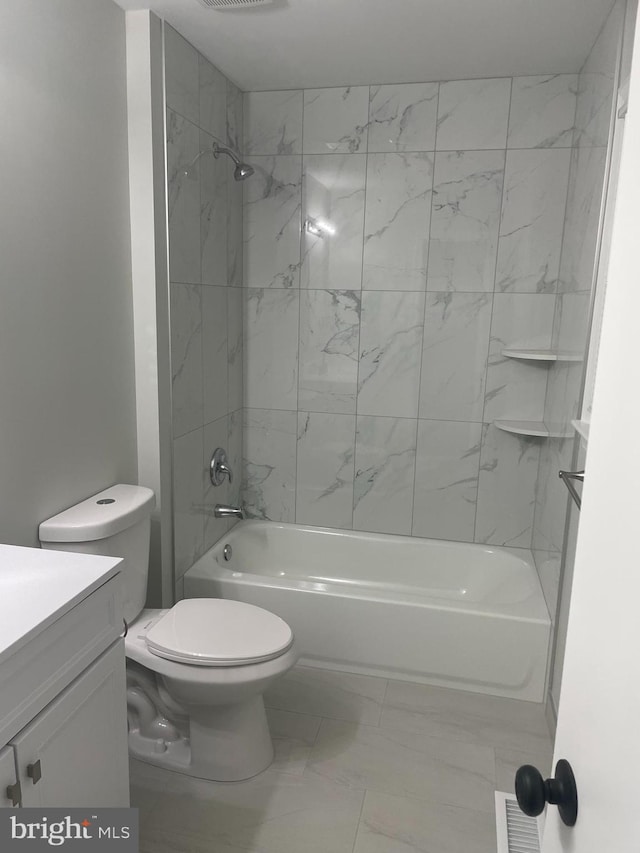 15712 Brandywine Rd, Dumfries, VA 22025 - full bath with vanity, marble finish flooring, tub / shower combination, and toilet
