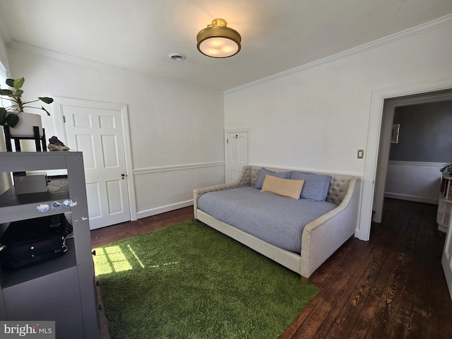 2531 Pickwick Rd, Baltimore, MD 21207 - bedroom featuring wood-type flooring, ornamental molding, and visible vents