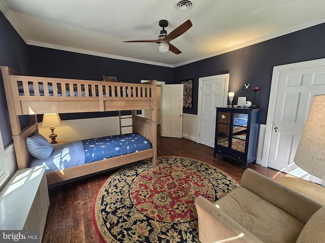 2531 Pickwick Rd, Baltimore, MD 21207 - bedroom with ornamental molding, wood finished floors, and visible vents