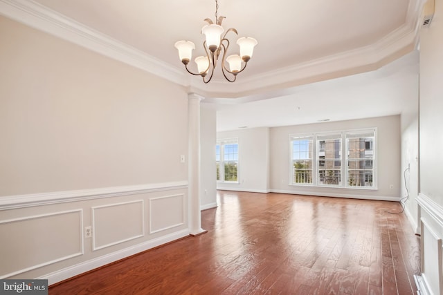 1625 Piccard Dr Unit 305, Rockville, MD 20850 - interior space with an inviting chandelier, ornamental molding, ornate columns, and wood finished floors