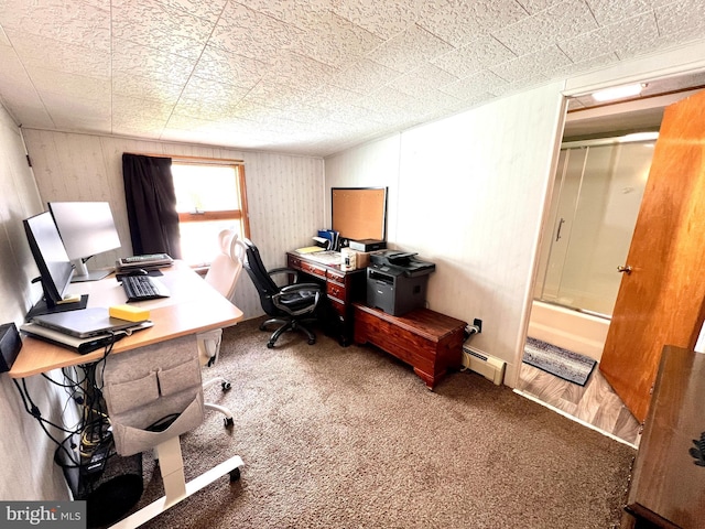 828 E Railroad St, Mahanoy City, PA 17948 - carpeted home office featuring a baseboard heating unit
