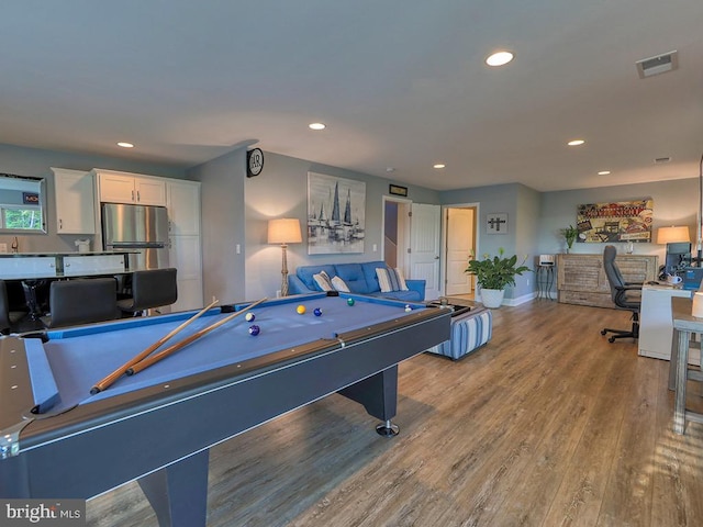 169 E Buckingham Dr, Rehoboth Beach, DE 19971 - game room featuring wood finished floors, recessed lighting, pool table, and baseboards