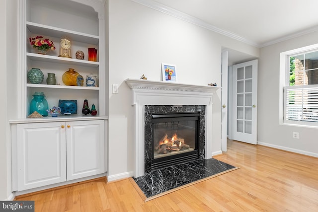 12310 Rosslare Ridge Rd Unit 301, Lutherville Timonium, MD 21093 - detailed view of wood finished floors, a premium fireplace, crown molding, and baseboards
