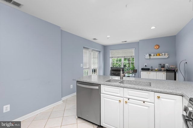 12310 Rosslare Ridge Rd Unit 301, Lutherville Timonium, MD 21093 - kitchen featuring stainless steel dishwasher, a sink, white cabinetry, recessed lighting, and light countertops