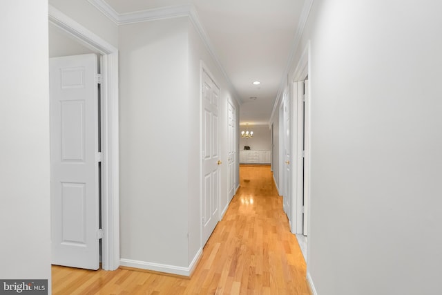 12310 Rosslare Ridge Rd Unit 301, Lutherville Timonium, MD 21093 - hall with light wood-style flooring, baseboards, ornamental molding, and recessed lighting