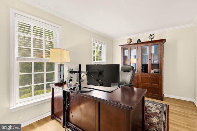 5117 Pheasant Ridge Rd, Fairfax, VA 22030 - office featuring plenty of natural light, light wood finished floors, baseboards, and crown molding