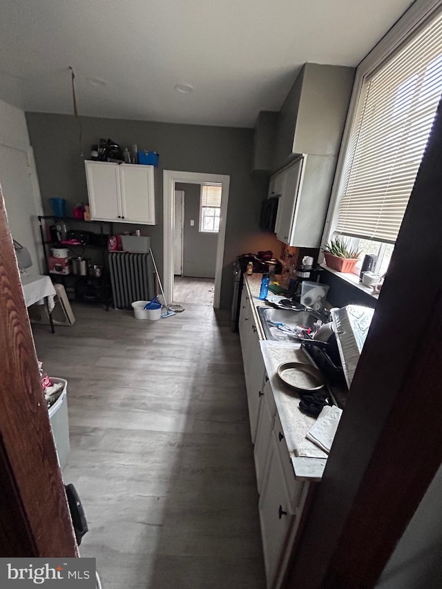 6146 W Columbia Ave, Philadelphia, PA 19151 - kitchen with white cabinets, light wood finished floors, and light countertops