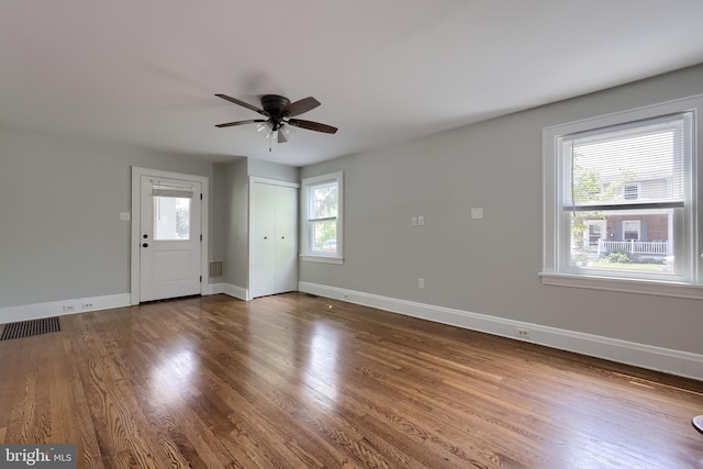 1221 Elm Ave, Lancaster, PA 17603 - empty room featuring baseboards, ceiling fan, and wood finished floors