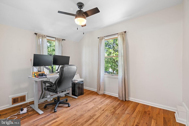 6002 Williamsburg Rd, Alexandria, VA 22303 - office space featuring baseboards, a ceiling fan, and light wood finished floors