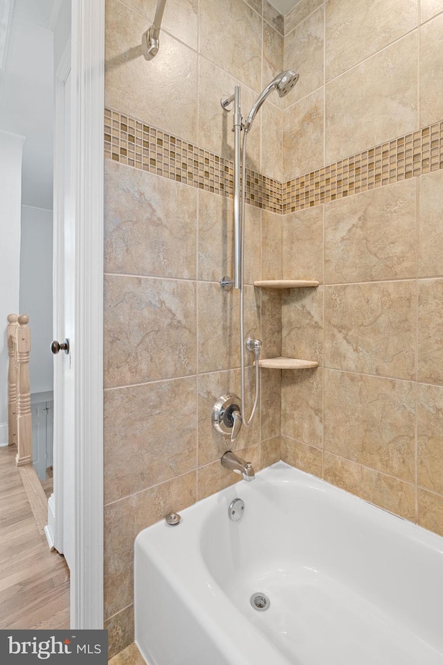 6002 Williamsburg Rd, Alexandria, VA 22303 - full bathroom featuring bathing tub / shower combination and wood finished floors