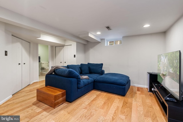 6002 Williamsburg Rd, Alexandria, VA 22303 - living area with light wood-style flooring, recessed lighting, and baseboards