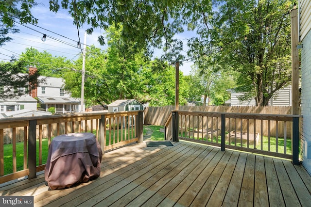 6002 Williamsburg Rd, Alexandria, VA 22303 - wooden deck with a fenced backyard and grilling area