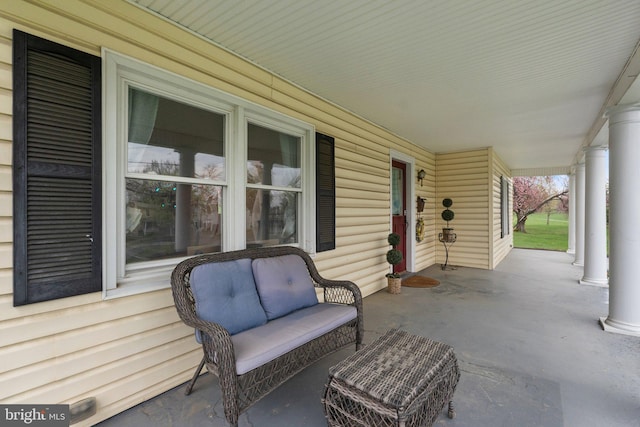 view of patio featuring covered porch