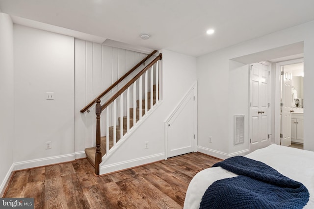 6005 Monticello Rd, Alexandria, VA 22303 - bedroom with wood finished floors, baseboards, and recessed lighting