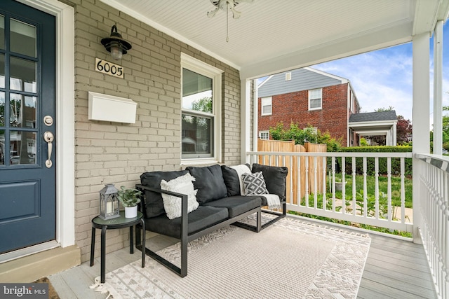 6005 Monticello Rd, Alexandria, VA 22303 - wooden deck with ceiling fan and covered porch