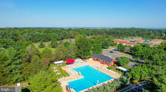 aerial view with a forest view